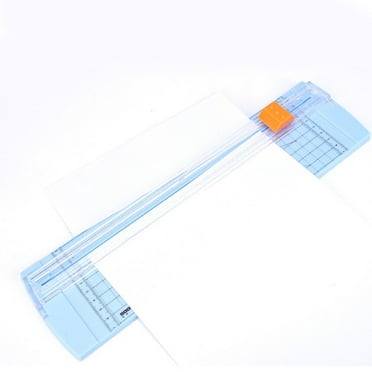 Mini Plastic Paper Cutter A4 Manual Sliding Linear Cutter Small Desktop Photo Cutter (Blue)