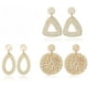 thumbnail image 1 of 3 pares de pendientes de ratán tejidos, pendientes bohemios hechos a mano de paja de mimbre, pendientes colgantes de aro en forma de B para mujeres y niñas, 1 of 6