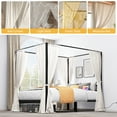 thumbnail image 4 of Dextrus Queen Size Four Poster Canopy Bed Frame, No Box Spring Required, Black, 4 of 5