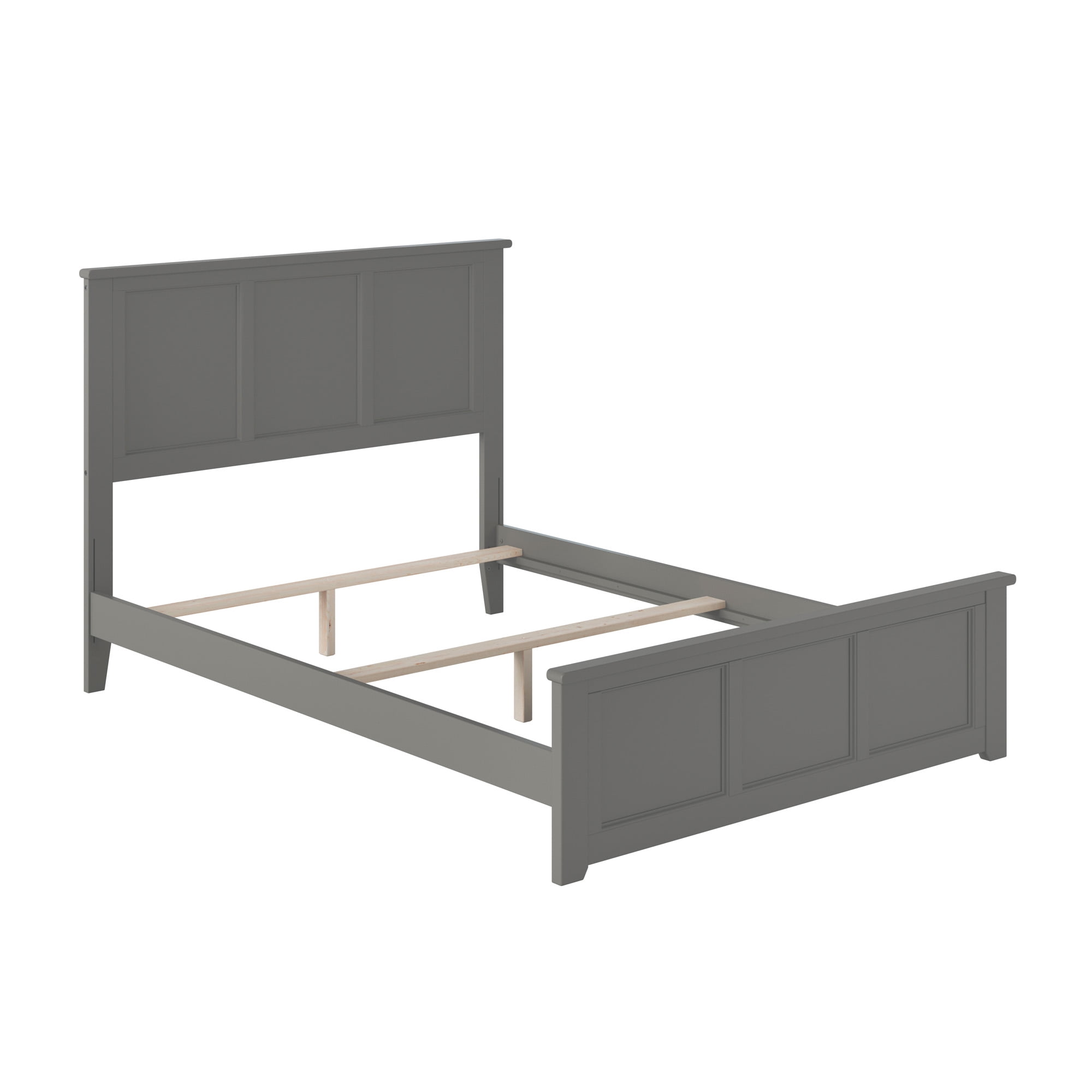 AFI Madison Full Solid Wood Foundation Bed with Matching Headboard Footboard, Grey