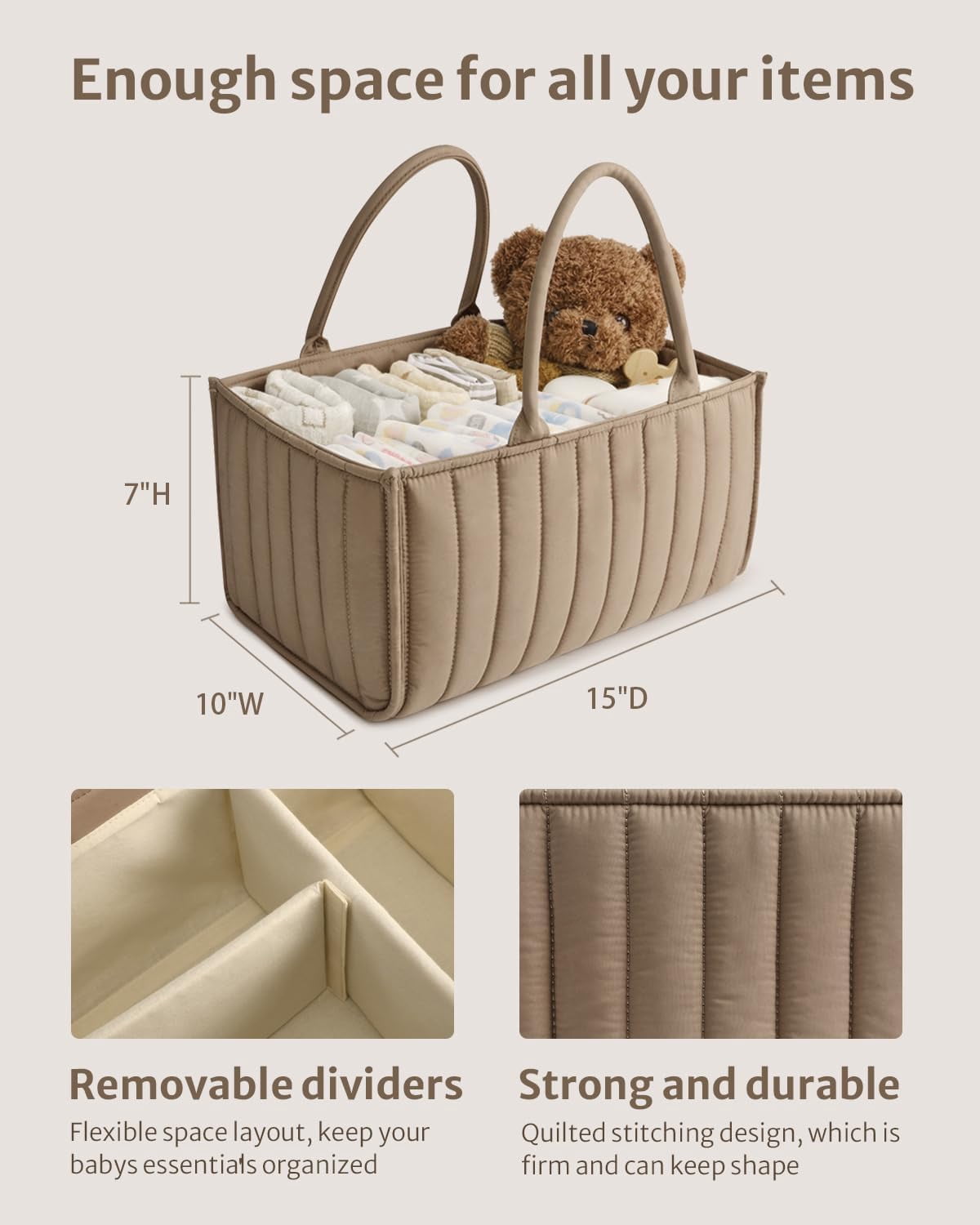 Baby Diaper Caddy Organizer, Stylish Storage Basket for Newborn Essentials and Diaper Station, Gift for Baby Shower