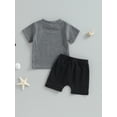 thumbnail image 4 of Bagilaanoe 2pcs Toddler Baby Boy Short Pants Set Letter Print Short Sleeve T-Shirt Tops + Shorts 6M 12M 18M 24M 3T Kids Casual Summer Outfits, 4 of 8
