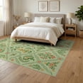 thumbnail image 3 of ODIKA 6'x9' Light Green Botanical Floral Diamond Washable Area Rug Traditional Symmetrical Motifs With Ornate Vine Scrollwork And Decorative Non-Slip, Easy Care, for Family Room, Living Mater Bedroom, 3 of 7