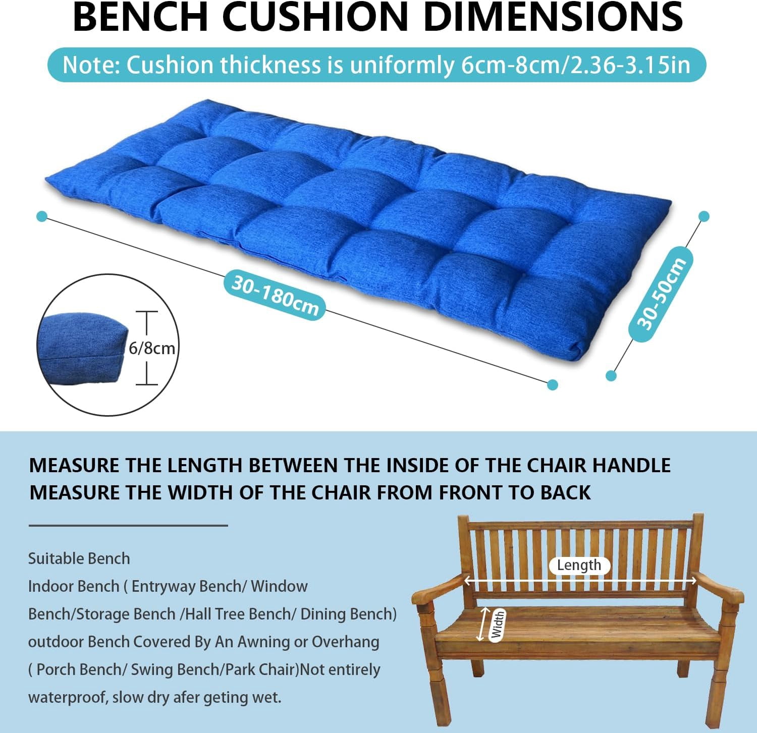 Fusion Bench Cushion 51X20X2.36in Garden Bench Seat Cushion Patio Furniture Cushions Non Slip Tufted with Two Straps for Dining Swing Loveseat Indoor Bench Seat Pads,Color#11 Yellow-Brown