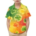 thumbnail image 5 of Boys St.Patrick's Day Shirt Clover Printed Short Sleeve Button Up Shirts Hawaiian Beach Casual Dress Shirts Size 2-10 Years, 5 of 6