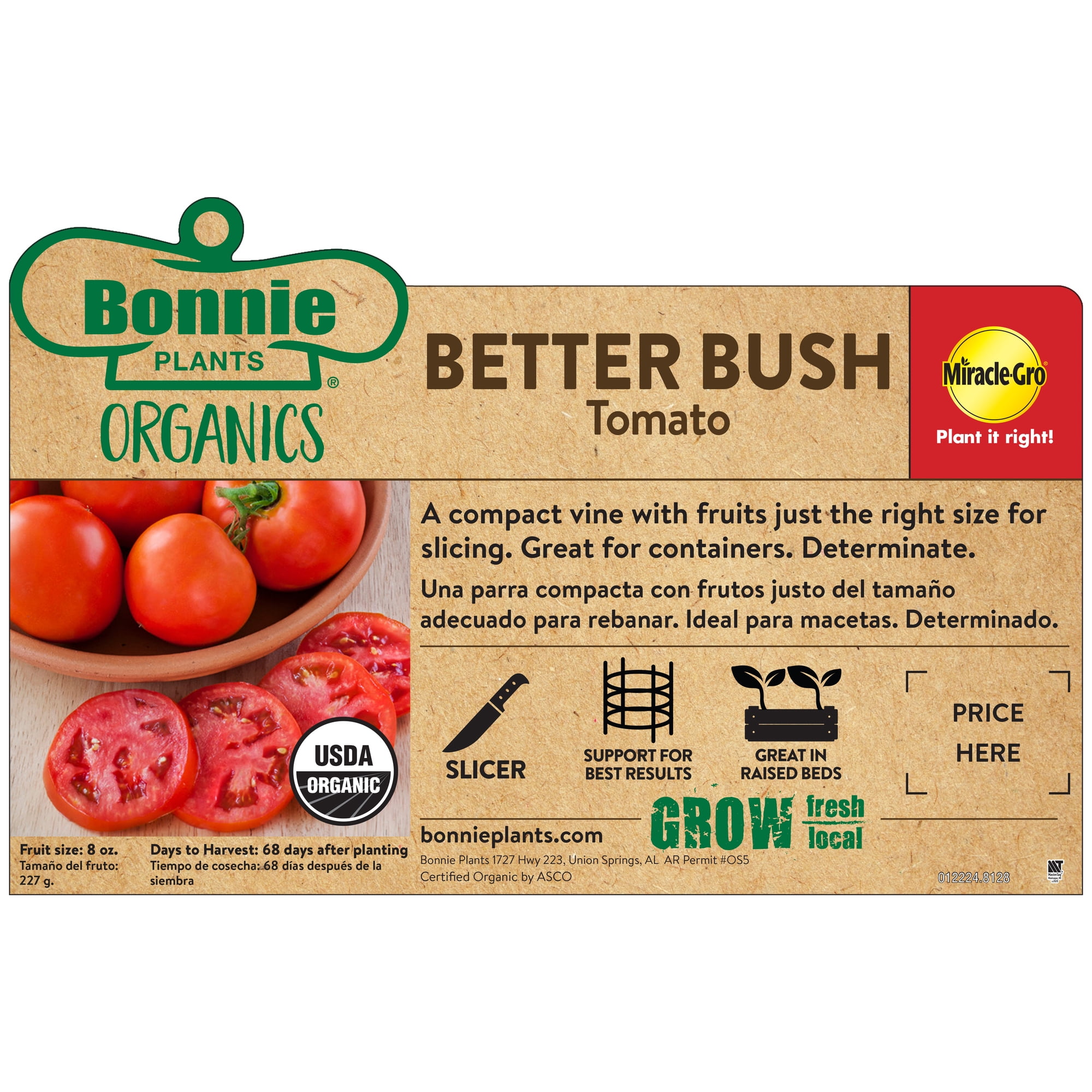 Bonnie Plants 3-5 ft Bush Tomato Live Plant, Stocky/Strong