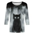 thumbnail image 5 of Neewe Womens Tops 3/4 Sleeve Shirts Round Neck Loose Casual Blouses Halloween Print Tshirts, 5 of 5