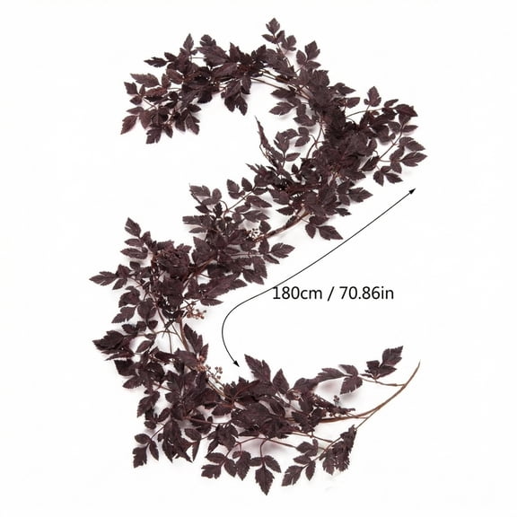 HbIng 70.86 Inch Artificial Cimicifuga Leaf Garland, Fall Burgundy Faux Foliage Vine, Fake Plant Stem for Vase Table Centerpiece Fireplace Mantel Garden Home Decor