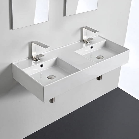 Nameeks Scarabeo 5142-Two Hole Teorema 2.0 39-13/16" Rectangular Ceramic Wall Mount / Drop