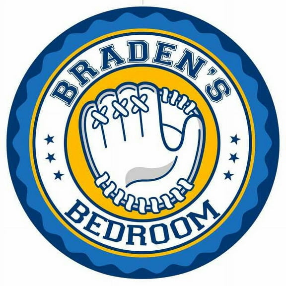 BRADEN'S Baseball Glove Bedroom 12" Round Metal Sign Boys Room 200120029142