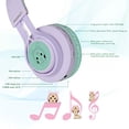 thumbnail image 5 of Riwbox Auriculares inalámbricos para niños, CT-7S Cat Ear Bluetooth, limitación de volumen de 85 dB, luz LED sobre la oreja con micrófono para computadora portátil/PC/TV (púrpura y verde), 5 of 5