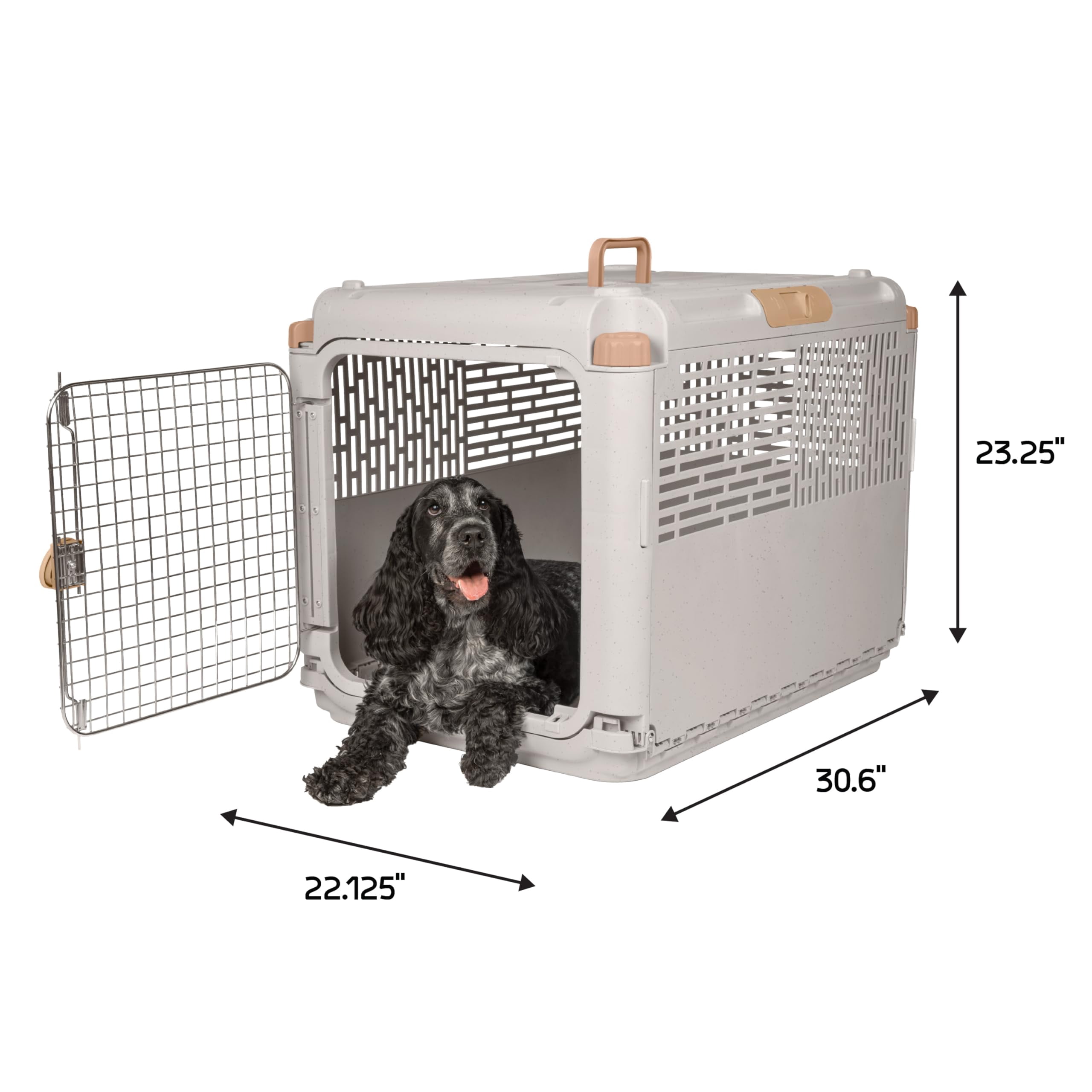 Collapsible Medium Pet Travel Carrier (tan)  Hard-sided Kennel For Dogs Puppies Cats Kittens Animals Up To 50lbs Washable Home & Outdoor Crate 30.6"l X 22"w 23.25"h