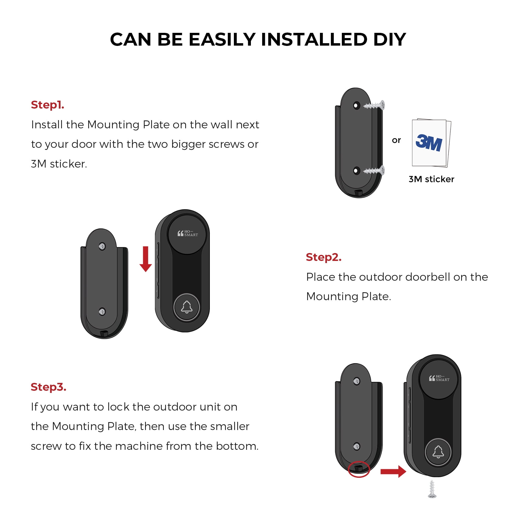 Wireless Doorbell, Hosmart Ultra Bell Wireless Intercom Doorbell System, Battery Operated Door Bell, Full Duplex Audio Doorbell Waterproof with 8 Doorbell Chime 1200Ft Range for Home Business