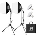 thumbnail image 1 of Kit de iluminación Softbox NiceVeedi, paquete de 2 unidades, 40 x 40 cm con trípode de 63 pulgadas, 1 of 7