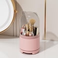 thumbnail image 4 of Organizador rosa para brochas de maquillaje con tapa, soporte giratorio 360 para arbustos de maquillaje, divisor central montable, 5 compartimentos (rosa), 4 of 5
