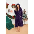 thumbnail image 2 of HEARTNICE Womens Hooded Fleece Robe, Long Fluffy Thick Warm Plush Bathrobe,(Dark Purple,L-XL), 2 of 5