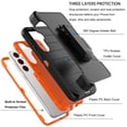 thumbnail image 5 of Ebizware for Samsung Galaxy S24 Phone Case, Case with [Built-in Screen Protector] Holster Belt Clip Military Grade Heavy Duty Shockproof Kickstand Cover for Galaxy S24 - Black/Orange, 5 of 11