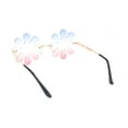 thumbnail image 4 of Hippie Tie Dye Daisy Rimless Round Groovy Sunglasses Gold - Blue Pink, 4 of 4