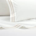 thumbnail image 6 of Balensia 4 Piece Organic Cotton Sheet Set Solid White With Dual Stripe Embroidery, 6 of 9