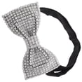 thumbnail image 4 of Pajaritas con brillantes diamantes de imitación para hombre, preatadas con lentejuelas y largo ajustable para bodas, fiestas y eventos formales, color plateado, 4 of 8