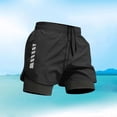 thumbnail image 4 of Lenago Lightweight Sports Running Shorts Men's Solid Color Double-Layer Running And Fitness Shorts Black Xl, 4 of 7