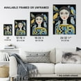 thumbnail image 3 of The Bird Lady Surreal Oil Painting Blue Yellow Grey Dryad Portrait Artwork Framed Wall Art Print A4, 3 of 5