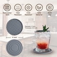 thumbnail image 2 of NOGIS Silicone Coasters for Drinks with Holder, Drink Coasters with Grooved Pattern, Non-Slip Base, Washable and Heat Resistant Coffee Coasters for Table/ Kitchen/Office/Bar (Gray-6 Pack), 2 of 6