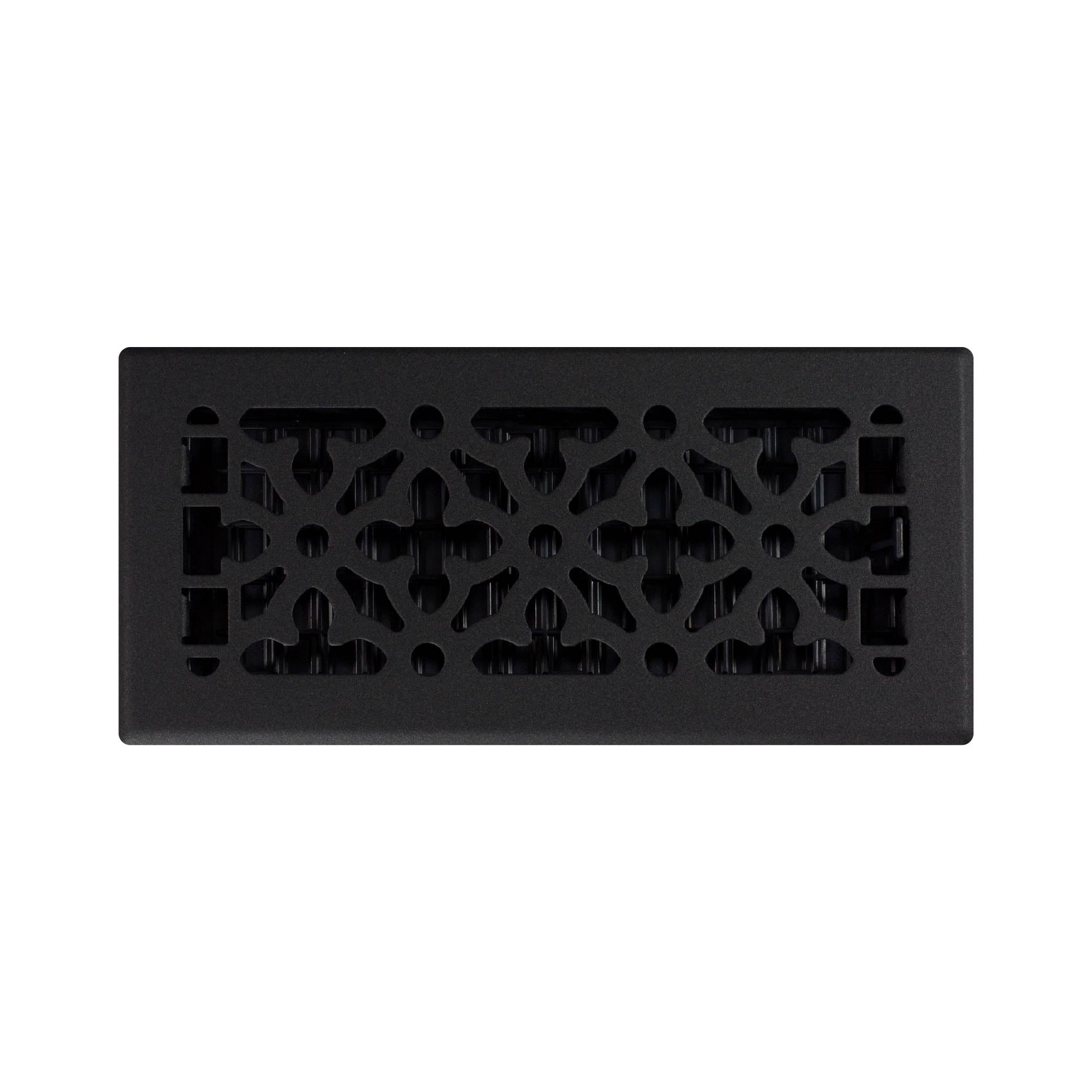 Decor Grates (4-Pack) 4x10 Gothic Floor Register Vent Cover, Adjustable Airflow Control, Textured Black (AGH410-BLK)