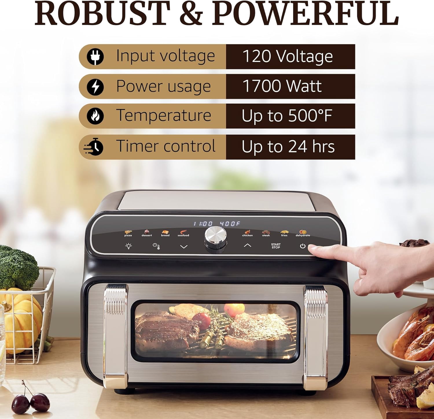 Elite Cuisine EAFL1000 11.5 QT Indoor Grill & Air Fryer Oven