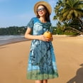 thumbnail image 4 of Naloa Cracked Earth Head Tree Print Womens Summer A-Line Dress with Pockets,Short Sleeve Dresses,Flowy Beach Swing Dress for Vacation Travel, 4 of 6