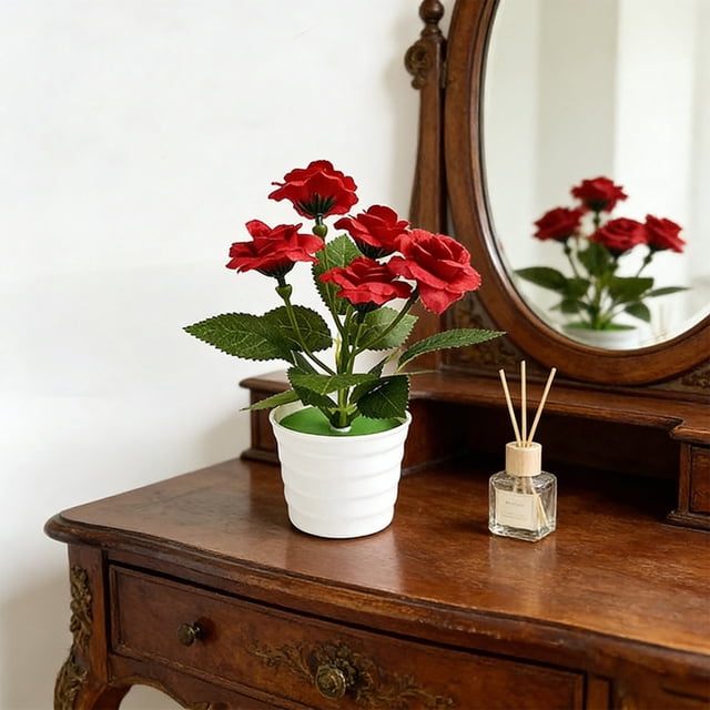 Artificial Bonsai Tree with Plastic Pot, 19.7 cm, Assorted Colors for Home, Office, and Decor