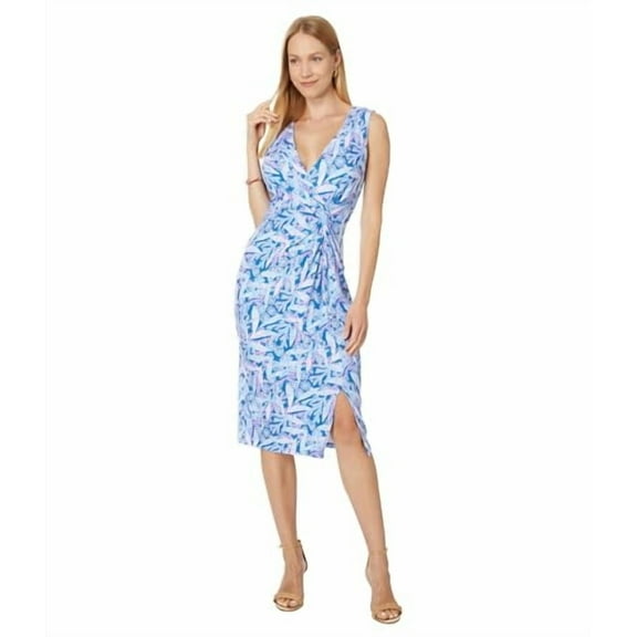 Lilly Pulitzer Women's Odella V-Neck Midi Dress, Barton Blue Star Gazing