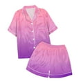thumbnail image 7 of Kids Satin Pajamas for Girls Boys Gradient Short Sleeve Button Down Nightwear with Shorts Summer PJS for Girls Outfits Size 6T, 7 of 7