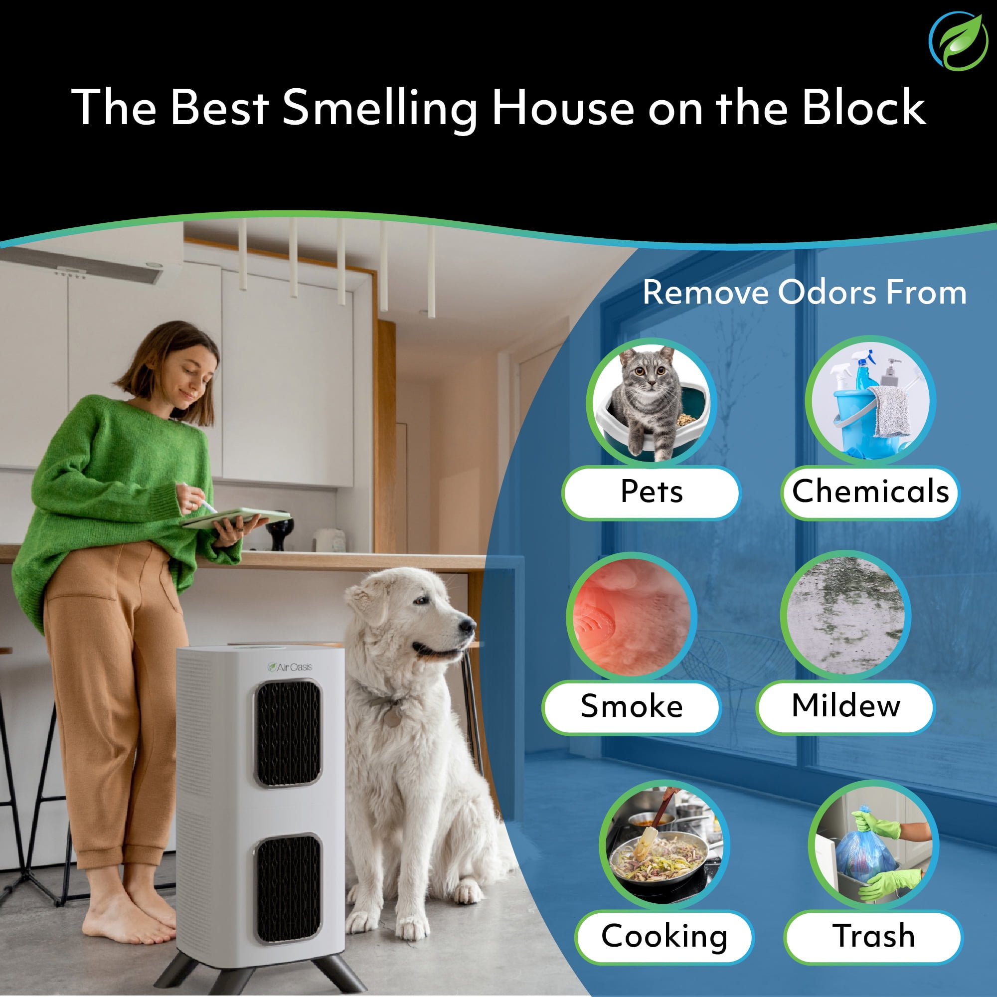 Air Oasis iAdaptAir 2.0 Medium air purifier – 2,650 Sq Ft Coverage, 5-Stage HEPA, UV and Carbon Purifier, 353 CFM