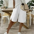 thumbnail image 2 of Trendy Side Split Capri Pants for Women Cotton Linen Side Pocket Comfortable Soft Casual Summer Culottes White XXL, 2 of 7