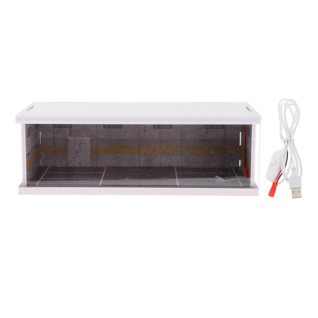 Contenedor de estacionamiento con luces LED, protección acrílica de PVC a prueba de polvo, coleccionables para diseño de Diorama, muñecos de coche , estilo A