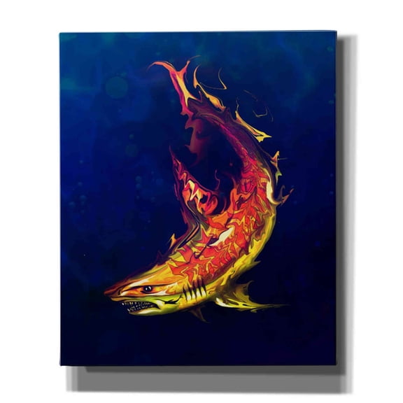 Epic Graffiti 'Tiger Shark' by Michael StewArt, Canvas Wall Art, 20"x24"