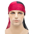thumbnail image 3 of Silky Durag Caps, Two Tone Pirate Caps, Long-Tail Headwraps Wide Straps Turban for Men Boys, Multicoloured, 3 of 6