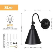 Swing Arm Wall Lamp - Rustic Vintage Wall Sconce Lighting 2 Pack Black