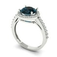 thumbnail image 2 of 1.86 ct Round Cut Natural London Blue Topaz Halo Engagement Ring for Women in 18K White Gold, 2 of 5