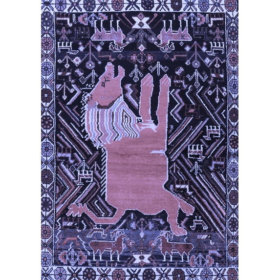 Ahgly Company Indoor Rectangle Animal Blue Traditional Area Rugs, 5' x 7'
