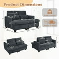 thumbnail image 3 of FFH Double Chaise Lounge Indoor, 61" Oversized Lounge Chair Sleeper Sofa Sectional, Corduroy Loveseat with Lumbar Pillows and Adjustable Backrests, Dark Gray, 3 of 16
