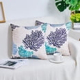thumbnail image 3 of Beach Throw Pillow Covers, Set of 2 Coastal Coral Branch Ocean Themed Pillowcase Luxury Velvet Decorative Cushion Cover for Couch Bed Sofa Farmhouse Decoration 16X16 Inches, 3 of 6