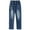 Blue-2179, variant on Kidscool Space Girls Floral Embroidered Ripped Washed Elastic Waist Jeans,Flower and Bowknot,7-8 Years