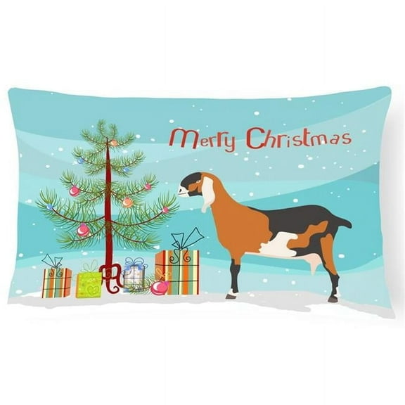 Carolines Treasures BB9250PW1216 Anglo-nubian Nubian Goat Christmas Canvas Fabric Decorative Pillow, Teal, 12H x16W,