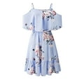 thumbnail image 6 of Babysbule Womens Dresses Womens Summer Casual Print Ruffle Blouse Short Sleeve Sling Loose Dress, 6 of 6