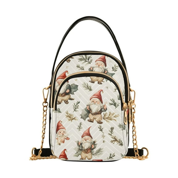 joogoo Women Retro Christmas Gnomes Chain Crossbody Bags Shoulder Handbag Phone Purse