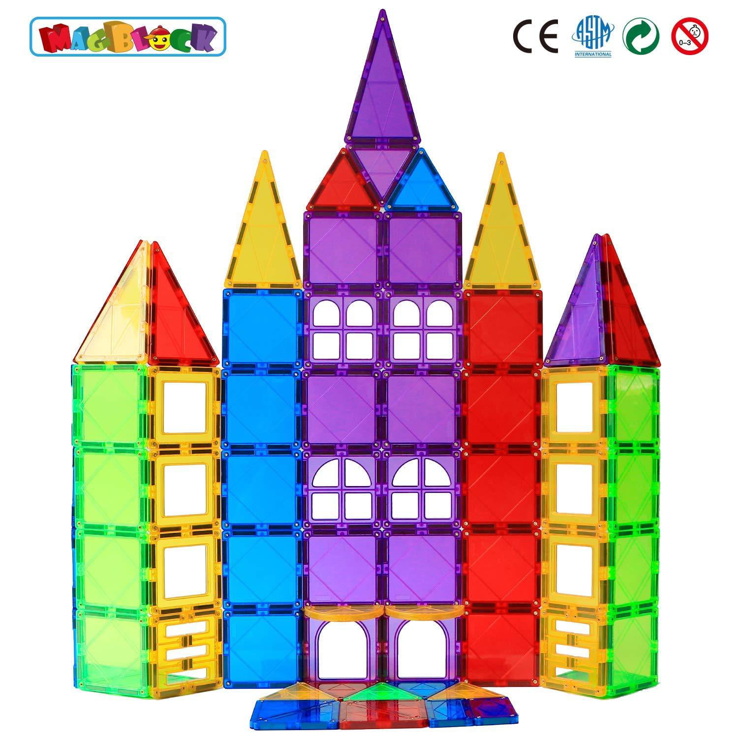 Magblock 66 PCS Magnetic Building Blocks, Magnetic Tiles for Kids 