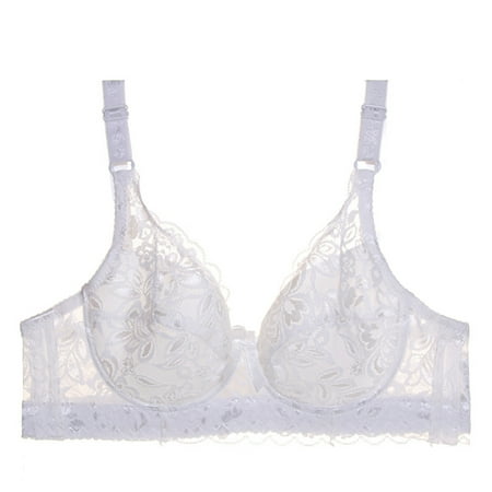 gakvbuo Clearance Items All 2022!Plus Size Bras For Woman Yoga Sports Front Closure Extra-Elastic Breathable Lace Trim Bra Underwear Minimizer Bra
