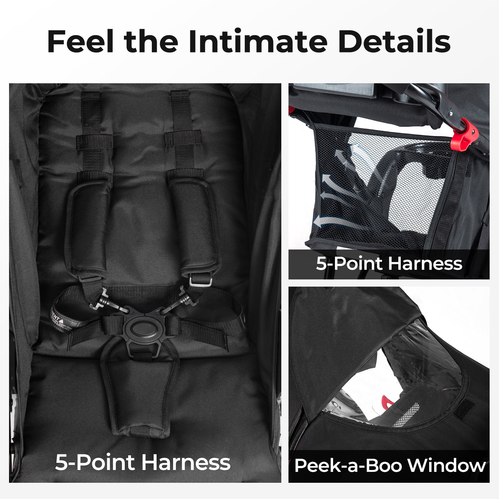 INFANS Jogging Stroller, Jogger Travel System with Shock Absorbing Suspension Dining Plate Cup Holder Adjustable Backrest, Lightweight Baby Strollers for Newborn
